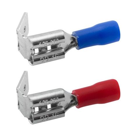 Cosses Faston pré-isolées mâle-femelle 1,5/6,3 mm rouges - Lot de 100 unités