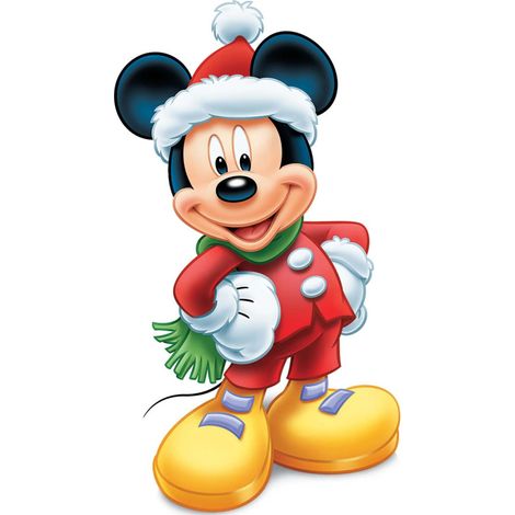 Figurine en carton Mickey Mouse en tenue de noël mains sur les hanches - Haut 91 cm (1/5)
