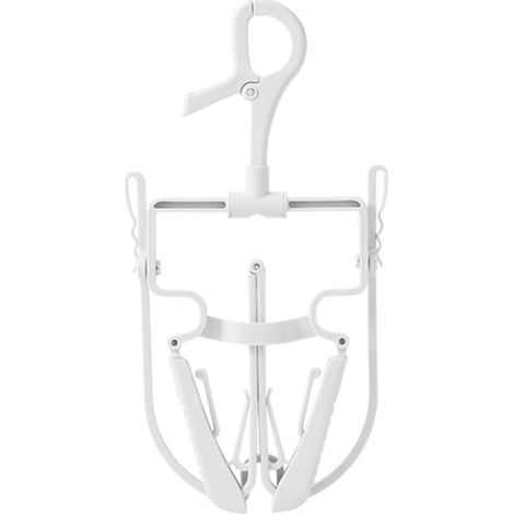 Cintre pliable extensible blanc pour sweat à capuche, bords arrondis antidérapants, support séchage vêtements maison. (1/5)