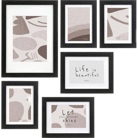 Giftdecor MURAL Set di 7 Cornici Murali Nero MDF (1/2)