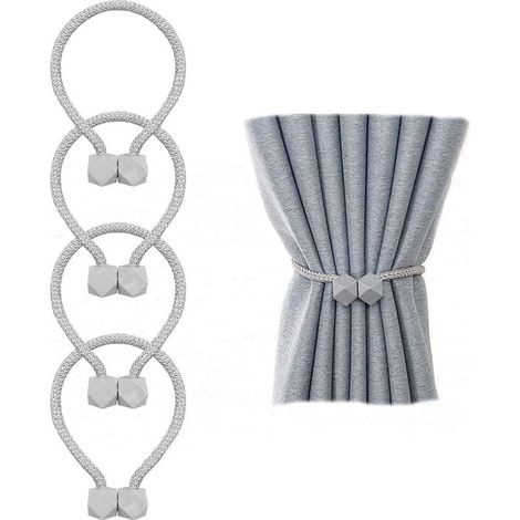 Embrasse à rideaux magnétique, lot de 4, blanc, pour décoration de fenêtre. (1/5)
