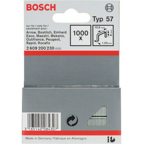 Bosch Accessories 2609200230 Flachdrahtklammern Typ 57 1000 St. Abmessungen (L x B) 8 mm x 10.6 mm