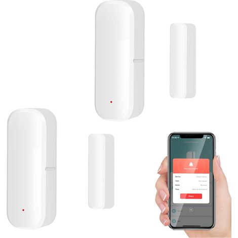Smart WiFi Türsensor, Kabelloser Tür-/Fenstermelder-Alarm, Smart Tür-/Fensterkontaktsensor für die Sicherheit zu Hause Kompatibel mit Alexa, 2 PCS