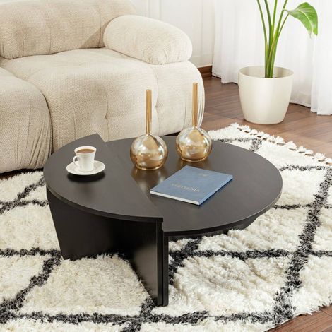 mesa de centro\ da salotto Parete, Tavolo basso da caffè, Portariviste per divano, Ripiano da soggiorno, 90x60 h35 cm, negro\ (1/5)