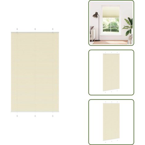 Store plissé crème 110x200cm largeur du tissu 109,4cm polyester - Store Plissé - Stores Plissés - Store Plissé De Fenêtre - Plisse Aveugle (1/5)