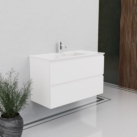 Inda - Mobile bagno 100 cm Bianco opaco con 2 cassetti e lavabo (1/5)