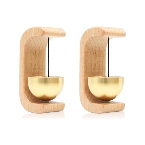 Sonnette magnétique de porte (lot de 2) - Clochettes en bois pour l'ouverture de porte, signal d'entrée adhésif sans fil avec sonnerie douce pour la maison, le bureau, le magasin et les portes pour an (1/5)