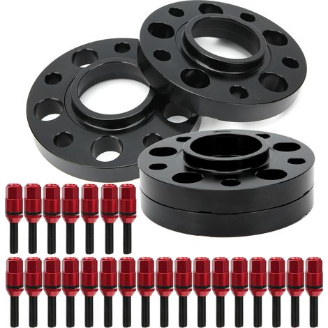 4 entretoises de roue à bride, 20 boulons de roue allongés, kit décalé compatible avec les séries 1, 3, 5, 6, 7 et 8 (rouge) (1/5)