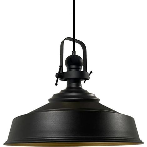 Suspension Industrielle en Métal Noir Peint à la Main – Lustre Vintage E27 Ø41 cm pour Salon, Chambre ou Salle à Manger (1/5)