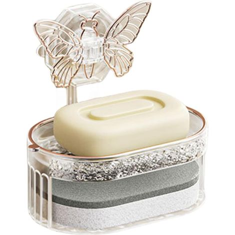 Support À Savon À Ventouse - Double Étage - Récupérateur D'Eau Amovible - Pour Salle De Bain Et Cuisine - 1 Pièce (1/5)