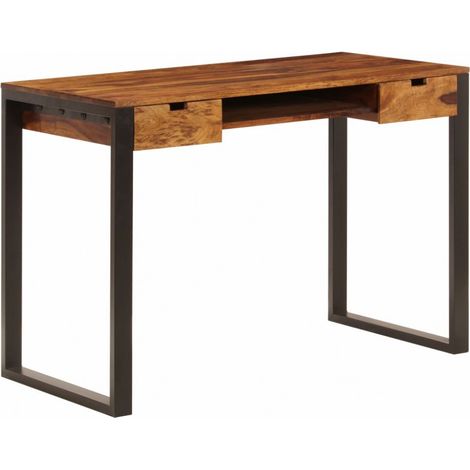 Schreibtisch 110 x 55 x 78 cm Massivholz Akazie und Stahl vidaXL (1/5)