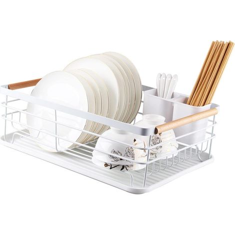 Égouttoir à Vaisselle, égouttoir à Vaisselle, étagère à Couverts étanche Monocouche De Cuisine, étagère De Rangement pour Ustensiles De Table pour Comptoir De Cuisine(Blanc) (1/5)