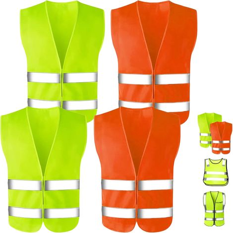 CSPARKV 4X Safety Vest, Yellow in Orange Fluorescent 360 Degree Reflective Safety Vest, Reflective Vest for Car, Cyclist, Police, Driver, Worker (1/4)