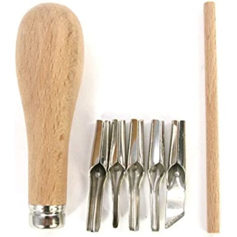Kit de sculpture sur bois - Sculpture sur bois - Couteau à sculpter le bois - Couteau cuillère - 7 pièces