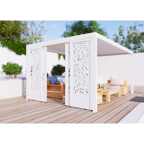 Paroi Coulissante Latérale Aluminium Blanc 3m50 Pour Pergola Autoportante S et SV ORIAL France (1/5)