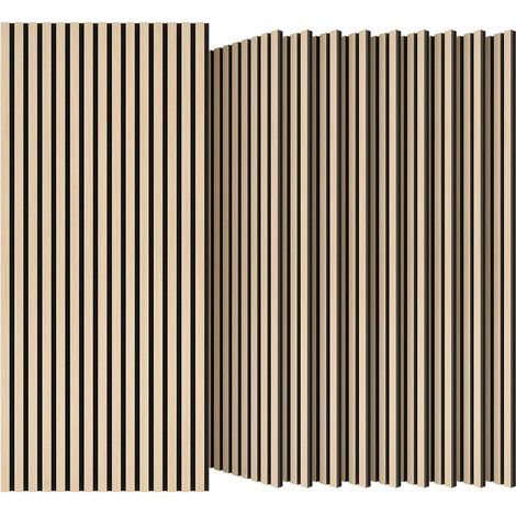 Lot de 10 Panneau Acoustique, Placage Bois, Autocollant, Mousse 3D, Salon Bureau