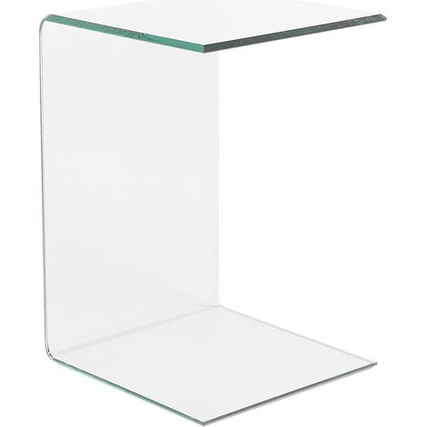 Mesa auxiliar de cristal transparente 40 x 40 cm voladizo minimalista Lourdes (1/5)