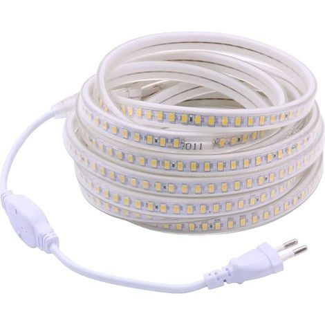 Ruban LED 5M 220V IP67 étanche – Lumière blanche 4000K – Installation extérieure rapide – Clips de montage inclus (1/5)