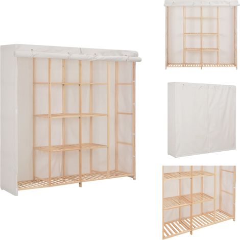Garde-robe Blanc 173x40x170 cm Tissu - Armoire Blanche - Armoire Textile - Meuble Rangement - Dressing - Placard (1/5)