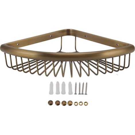 1 Étagère d'angle, Laiton, Acier inoxydable, Vintage, Salle de bain, Cuisine (1/5)