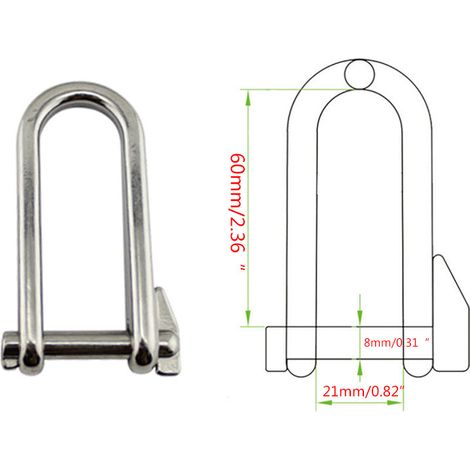 Goupille de verrouillage en forme de U en acier inoxydable 316 - Accessoires de gréement pour yachts et bateaux - 8 mm - Acier inoxydable (1/4)