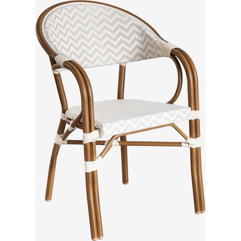 SKLUM 2er-Pack Brielle Bistro stapelbare Esszimmerstühle aus Aluminium mit Armlehnen Beige Nude - Gardenia Weiß