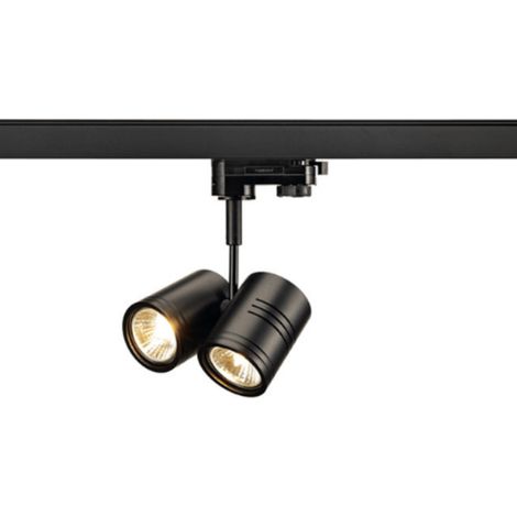 Spot ferroviaire double Bima 2 Noir triphasé - 152230 (1/3)