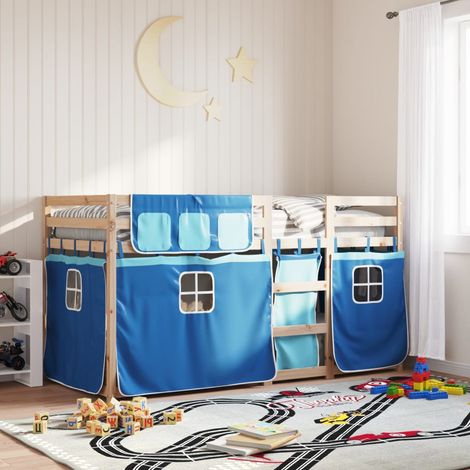 Lit superposé sans matelas-Cadre de lit bleu 80x200 cm bois de pin massif 806356 (1/5)