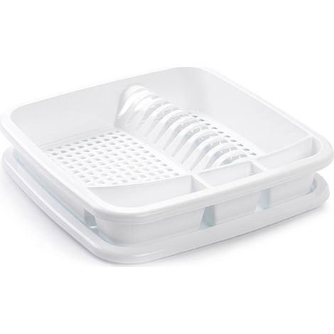 PLASTICFORTE escurreplatos cuadrado blanco , Escurreplatos cuadrado blancoFabricado en plástico de alta resistenciaIncluye bandejaColor blancoTiene sito para platos