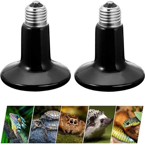 Lampes Chauffantes 2PCS Lampe Reptiles Lampe Tortue Terrestre Chauffante E27 Animaux Ampoule Infrarouge Chauffage en Céramique pour Reptiles et Amphibiens,Serpent,Oiseaux,Tortue (50W) (1/4)