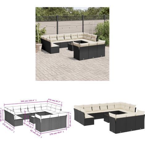 Salon de jardin avec coussins 14 pcs noir résine tressée - Ensemble Salon De Jardin - Meuble De Jardin - Salon De Jardin Design - Mobilier De Jardin - Canapé Jardin - Home & Living (1/3)