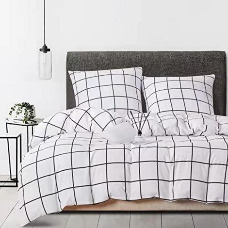 Bettwäsche-Set kariert 135x200cm Microfaser mit Reißverschluss, Ökotex zertifiziert