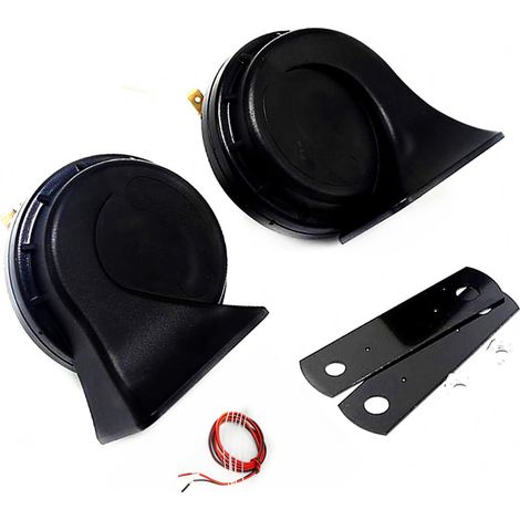 Corne De Voiture Car Horn 130DB Klaxon électrique Corne De Camion Corne D'air Haut-parleur Noir Corne Électrique Haut Ton Et Basse Ton Cornes Étanches Corne à air pour 12V Camion yacht moto etc (1/5)