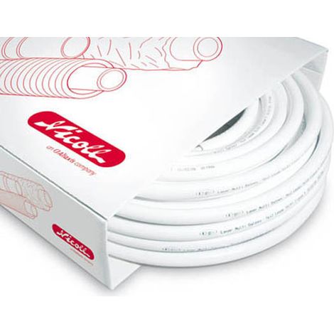 Nicoll – Tube multicouche pré-isolé Ø16mm – Isolant 10mm – Longueur 50m – Conductivité thermique 0.004 W/(m.K) – Anti-corrosion