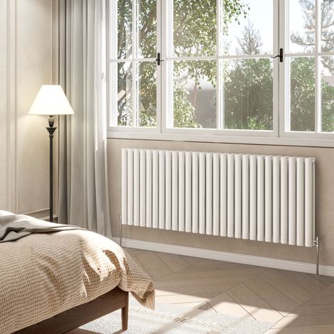 AVER-GROWTH White Radiator Horizontal Oval Column Double Panel Rad 600x1593mm