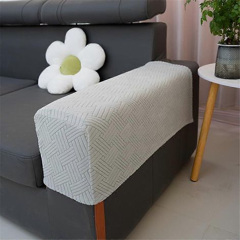 Housses d'accoudoirs de canapé, ensemble de 2/4/6 pièces, coupe élastique moderne, antidérapantes, gris clair, ensemble de 2 pièces. (1/5)