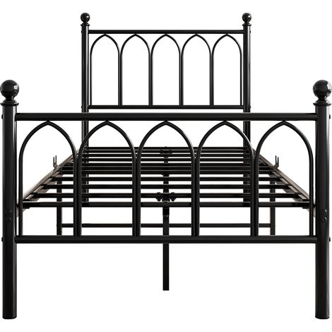 Cama de acero resistente de 90 x 200 cm, compartimento de almacenamiento de 27 cm, con estación de carga USB y luz LED, ideal para adolescentes y adultos (negro). (1/5)