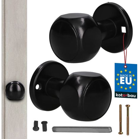 Manilla giratoria móvil para puertas interiores, aluminio negro. (1/5)