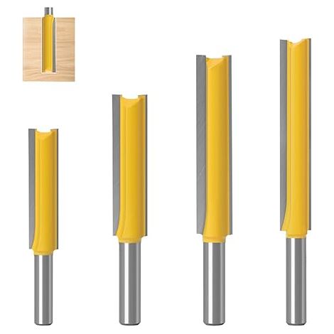 Juego de 4 fresas rectas de vástago extendido de 8 mm / fresas de carburo para trabajar la madera (40 mm, 50 mm, 63 mm, 76 mm) (1/5)