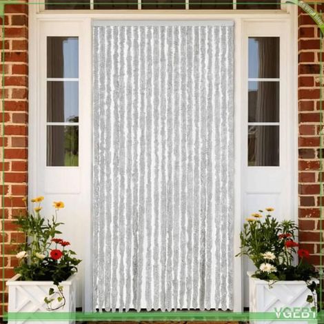 377348 Rideau anti-mouches gris 90x200 cm chenille (1/5)