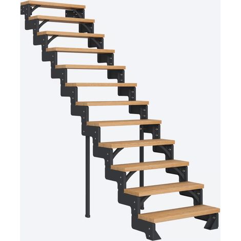 Dolle Modultreppe Gardentop Innen Eiche 12 Stufen 216-264cm Geschosshöhe 75cm Stufenbreite ohne Geländer (1/4)