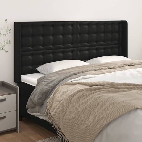 vidaXL Testiera ad Orecchio Nera 163x16x118/128 cm in Similpelle (1/5)