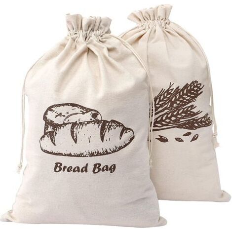 royaluxe-2 sacs à pain en lin - pour pain maison - 44,5 x 29 cm - Non blanchis et réutilisables - pour baguettes artisanales (1/5)