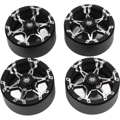 Roues beadlock de 1,9 pouce pour voitures télécommandées, réutilisables, avec une adhérence stable, argent-noir, remplacement parfait pour les modèles Traxxas TRX4. (1/5)