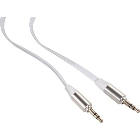Câble Audio Jack 3.5mm - 1 Mètre - Blanc - Pour Décodeurs Et Haut-Parleurs (1/4)