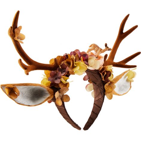 Serre-tête à motif de bois de renne, serre-tête réaliste avec oreilles de cerf, accessoire pour cheveux d'Halloween et de Noël (1/5)