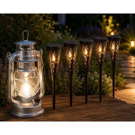 Set di lanterne da esterno (2 pezzi) – Lanterna LED anti-tempesta e torcia solare (1/5)