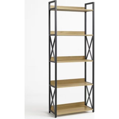 Estantería de 5 Niveles  Estructura de Acero Reforzada y Estantes de Madera Clara  Negro  177x63x30cm  Salón  Oficina  Almacenaje - ORION91oficial® (1/5)