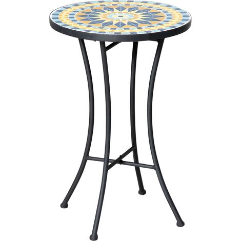Tavolino da Giardino Ø35,5x53,5 cm in Metallo con Mosaico (1/5)