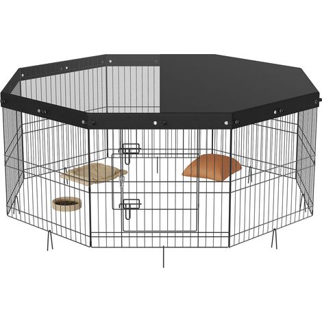 Mophorn Parque para perros Mophorn, 8 paneles, 24" de alto, de metal plegable, cerca para mascotas, interior/exterior, de metal, para mascotas pequeñas y medianas, para acampar, para el jardín (1/5)